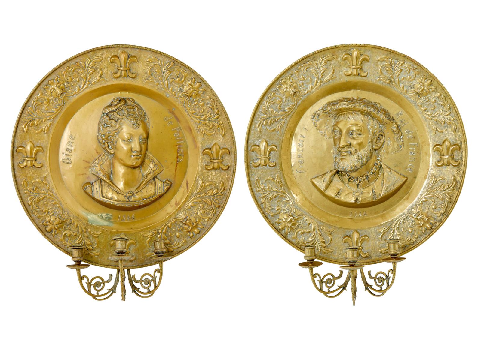 Pair of 19th Century French Brass Sconces (1 of 8)