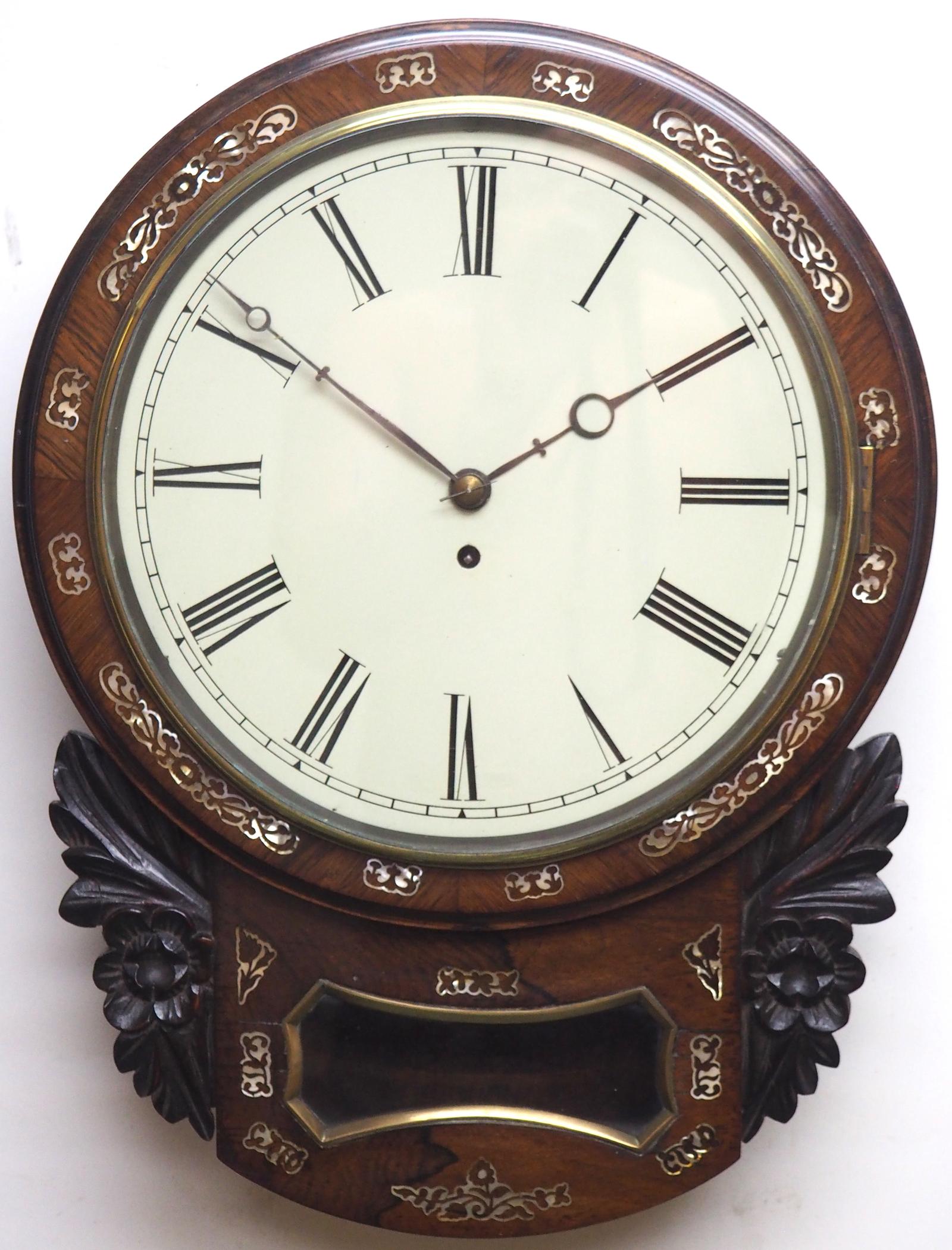 Rare Antique Drop Dial Wall Clock 8 Day Single Fusee Movement Rosewood Case (1 of 11) Rare Antique Drop Dial Wall Clock 8 Day Single Fusee Movement Rosewood Case (1 of 11)