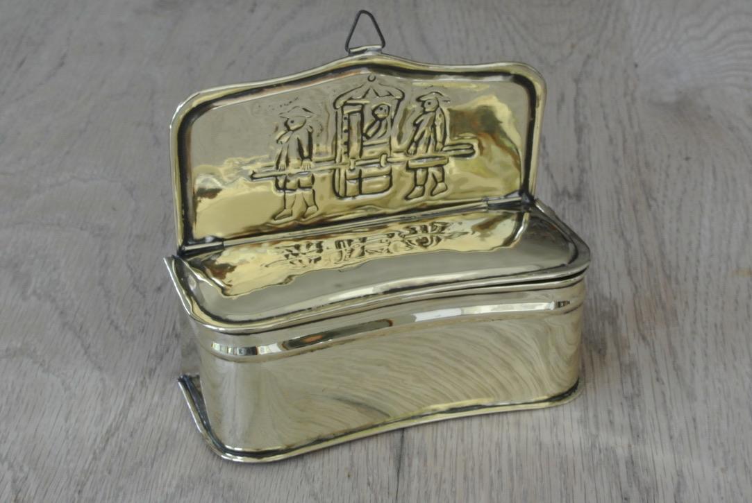 Antique Sedan Chair Brass Taper Box for fireplace by Person Page c.1910 (1 of 7)