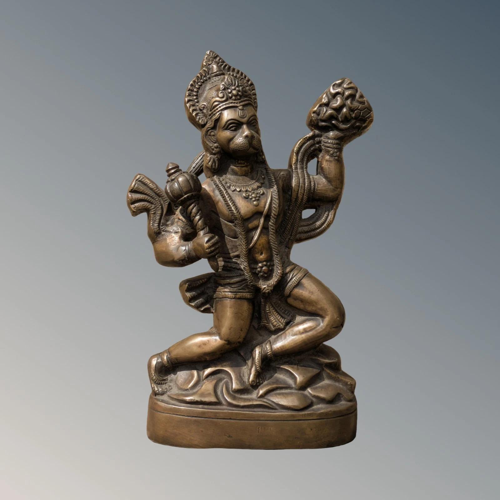Antique Bronze Statue Hanuman with Sanjivani Parvat (1 of 8)