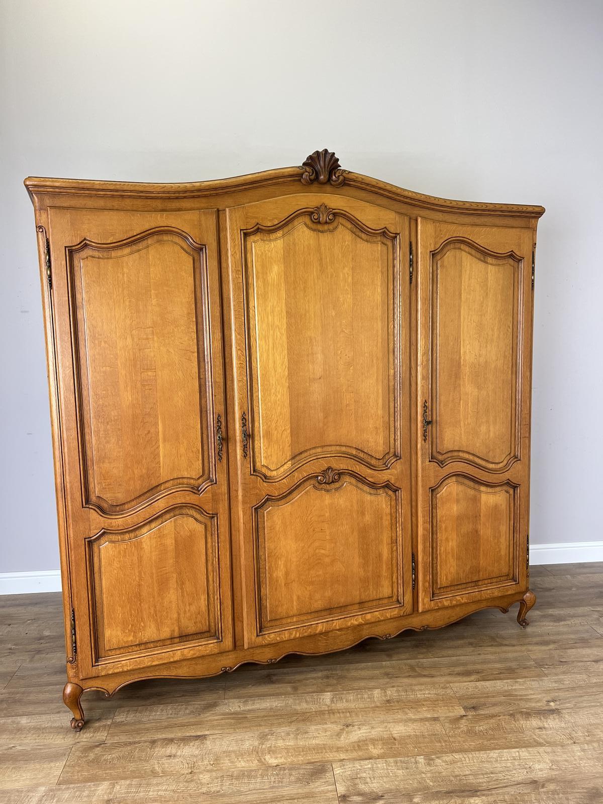 Wardrobe Vintage French Style Oak Three Door Carved Armoire (1 of 12) Wardrobe Vintage French Style Oak Three Door Carved Armoire (1 of 12)