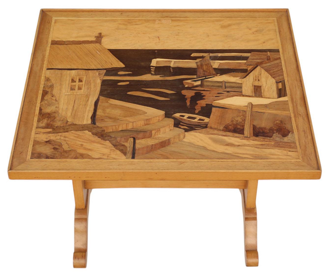 Vintage Beech Marquetry Tilt-top Side Table – Quality Coffee Table c.1960 (1 of 9)