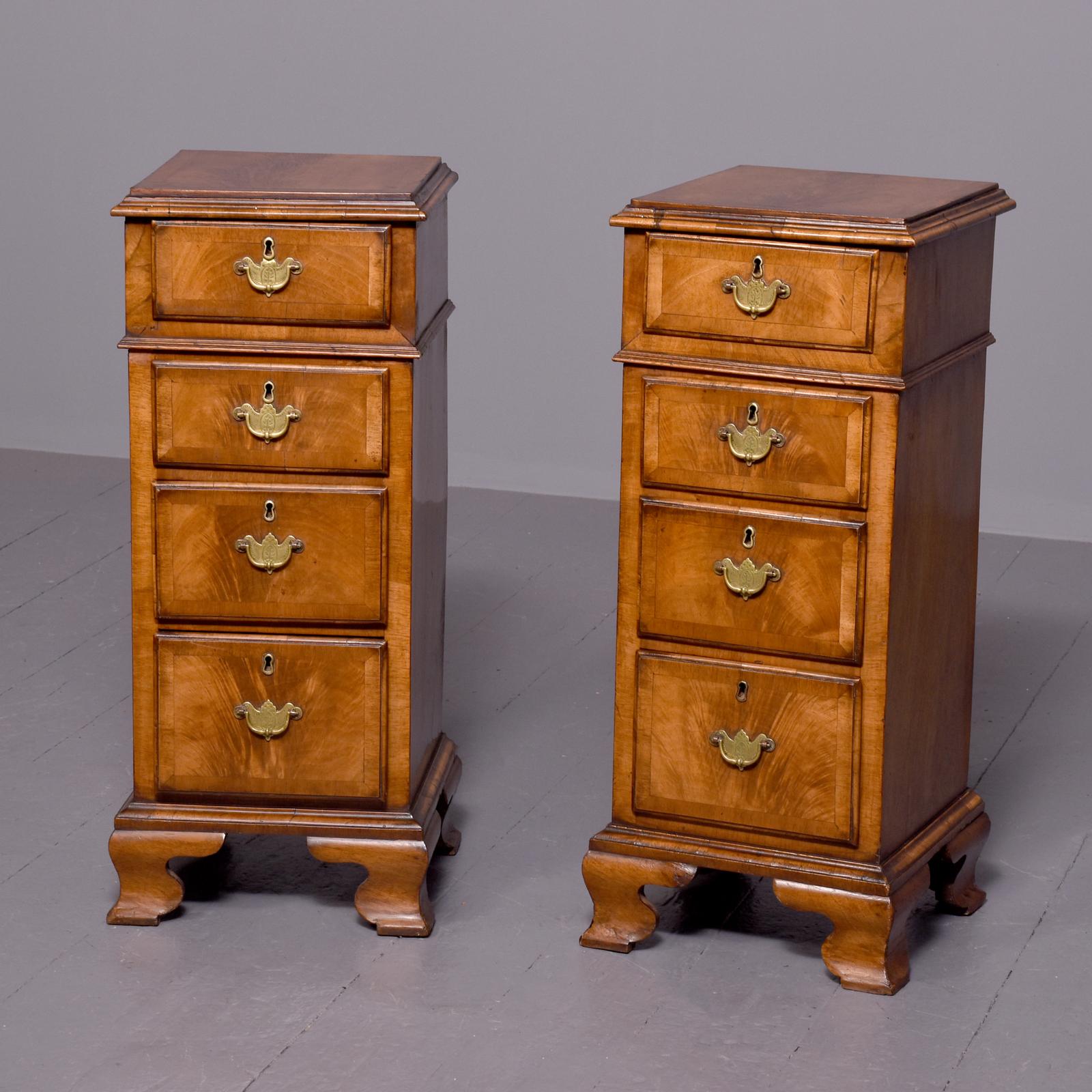 Pair of Early Georgian-style Crossbanded Walnut Lockers (1 of 8)