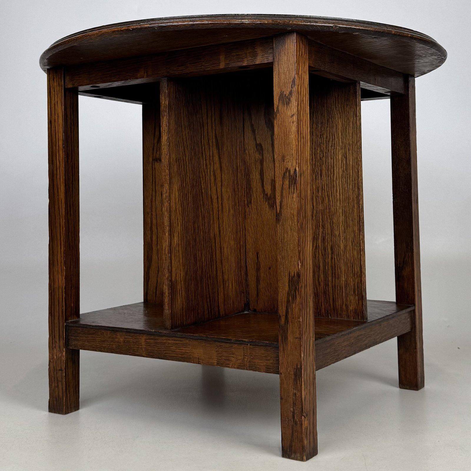 Antique Arts & Crafts Oak Round Side Table | Bookshelf Base | AF-6860 (1 of 6) Antique Arts & Crafts Oak Round Side Table | Bookshelf Base | AF-6860 (1 of 6)