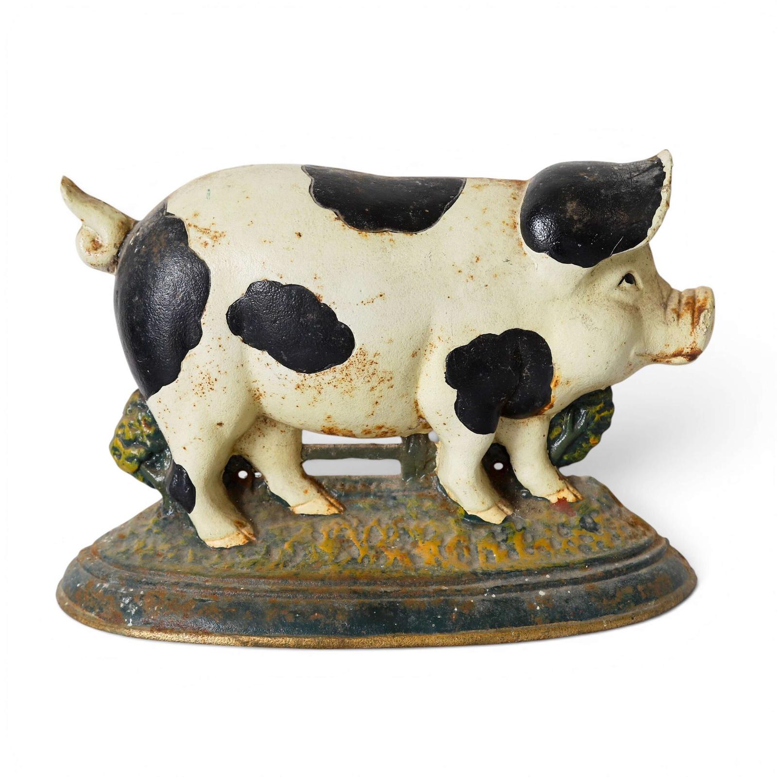 Vintage Cast Metal Pig Doorstop Painted Black & White (1 of 4) Vintage Cast Metal Pig Doorstop Painted Black & White (1 of 4)