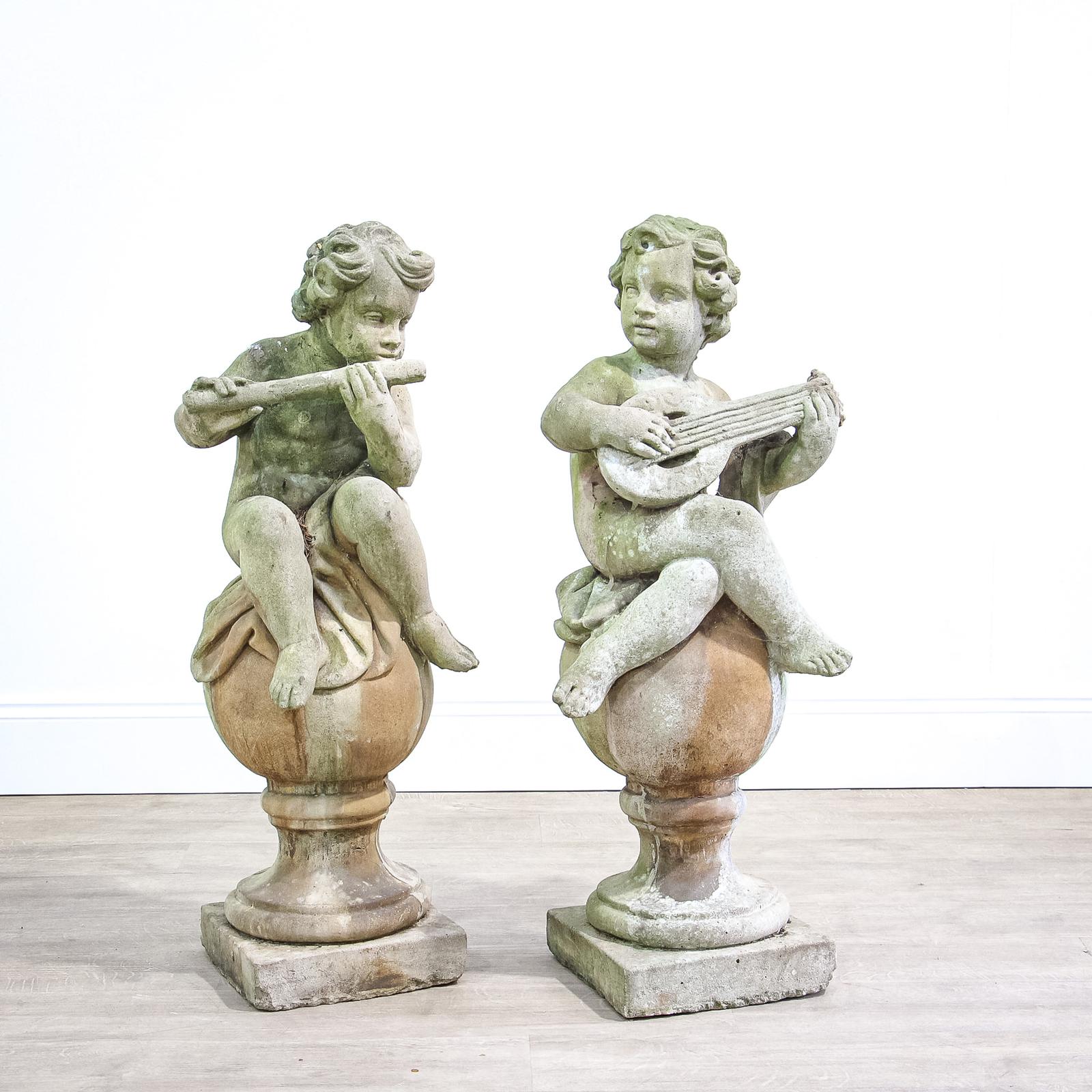 Pair of Weathered Garden Putti or Cherubs (1 of 9)