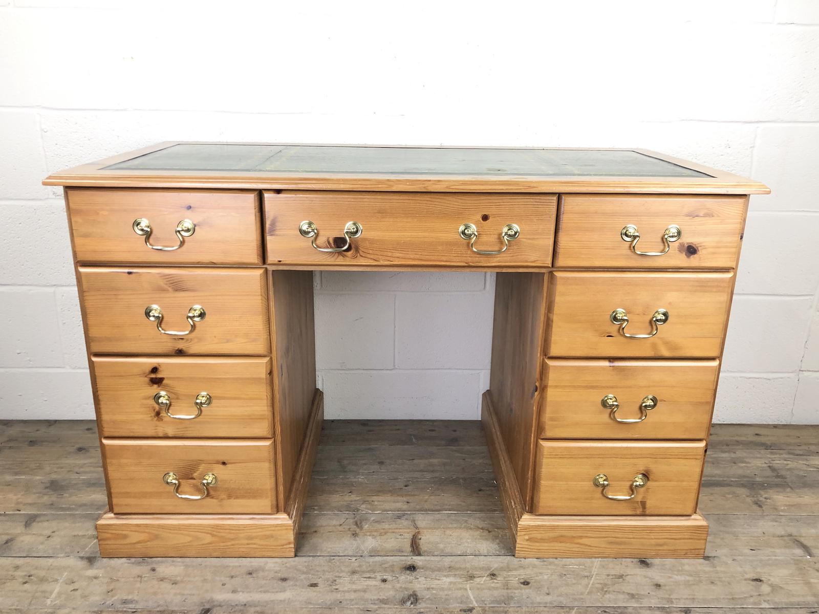 Vintage Pine Pedestal Kneehole Desk (1 of 14) Vintage Pine Pedestal Kneehole Desk (1 of 14)