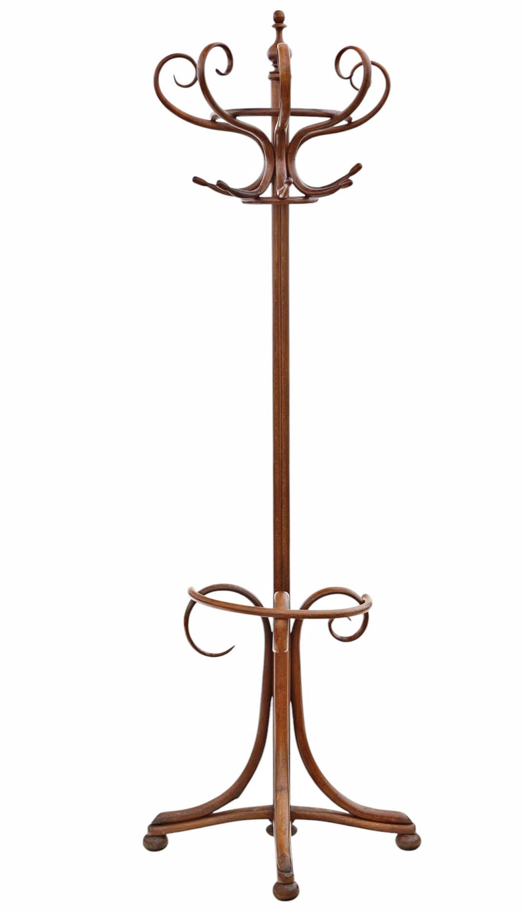 Antique c.1900 Large Bentwood Coat & Hat Stand – Quality Hall Rack, Wall-standing Design (1 of 6)