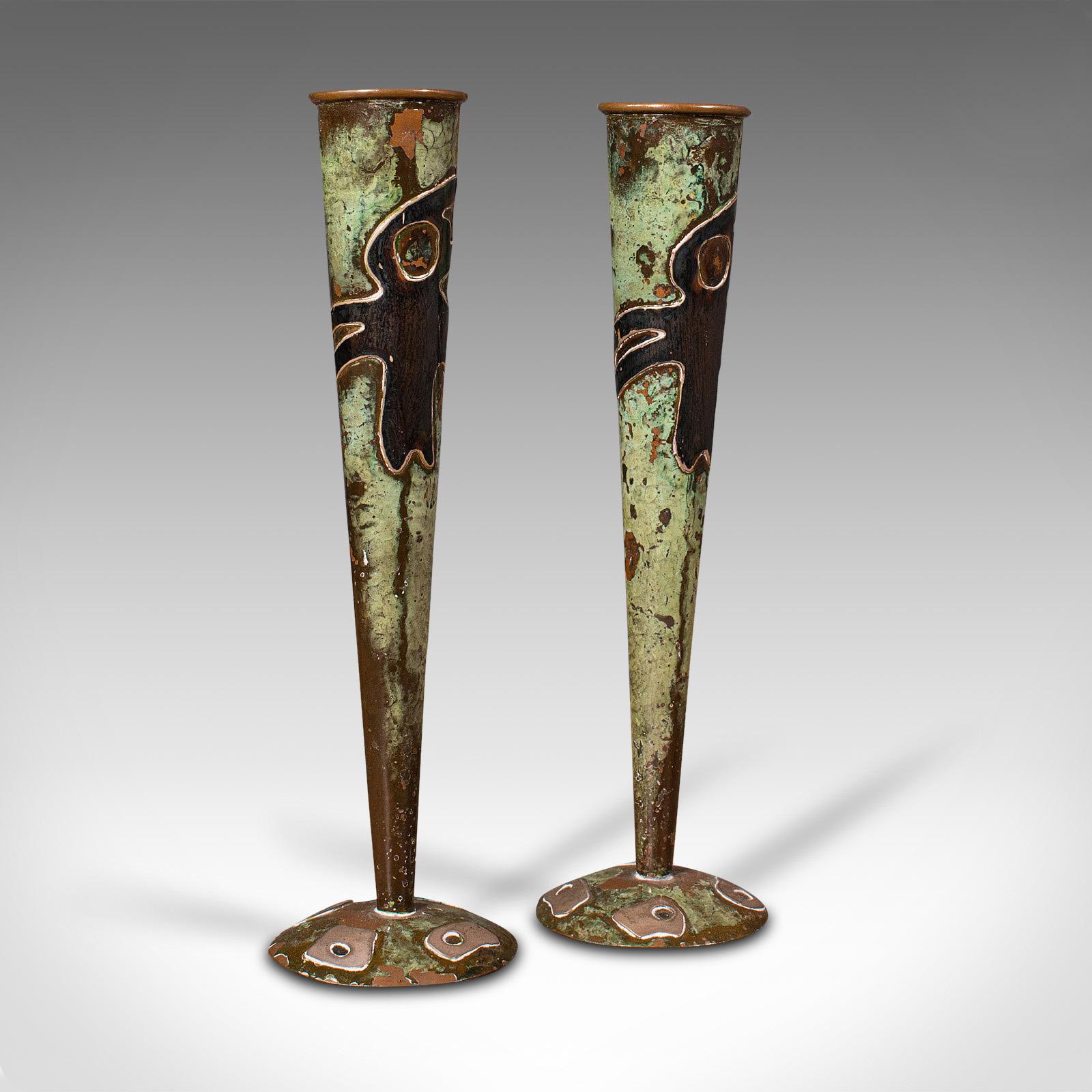 Pair of Antique Flute Vases, French, Copper, Posy, Art Nouveau Taste c.1920 (1 of 12) Pair of Antique Flute Vases, French, Copper, Posy, Art Nouveau Taste c.1920 (1 of 12)