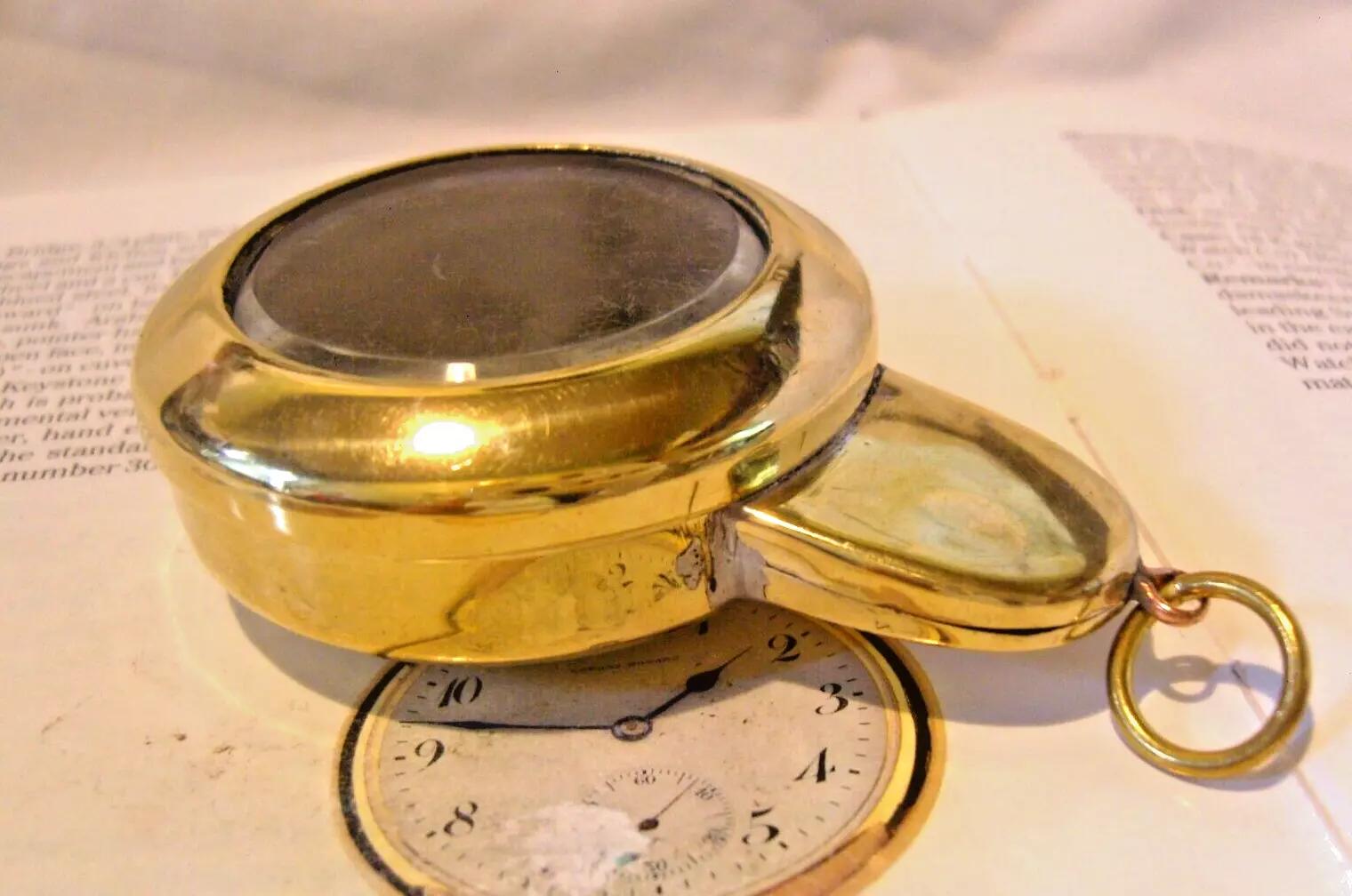 Miners Pocket Watch Case 1920s Original Large Brass Protective Outer Case (1 of 12)