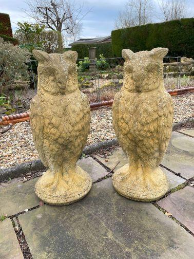 Pair of Large Owl Garden Ornaments (1 of 3)