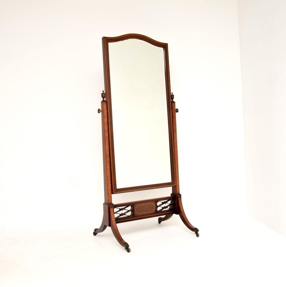 Antique Edwardian Inlaid Mahogany Cheval Mirror (1 of 10) Antique Edwardian Inlaid Mahogany Cheval Mirror (1 of 10)