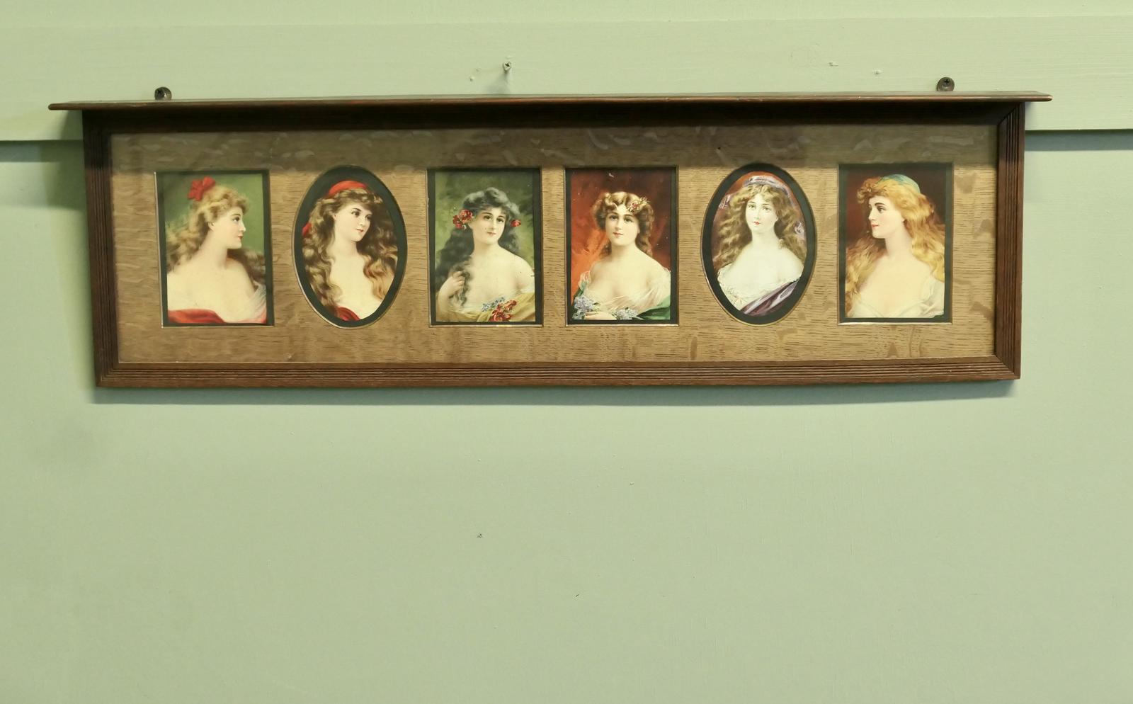 6 Pre-raphaelite Portraits Mounted in an Oak Shelf (1 of 5) 6 Pre-raphaelite Portraits Mounted in an Oak Shelf (1 of 5)