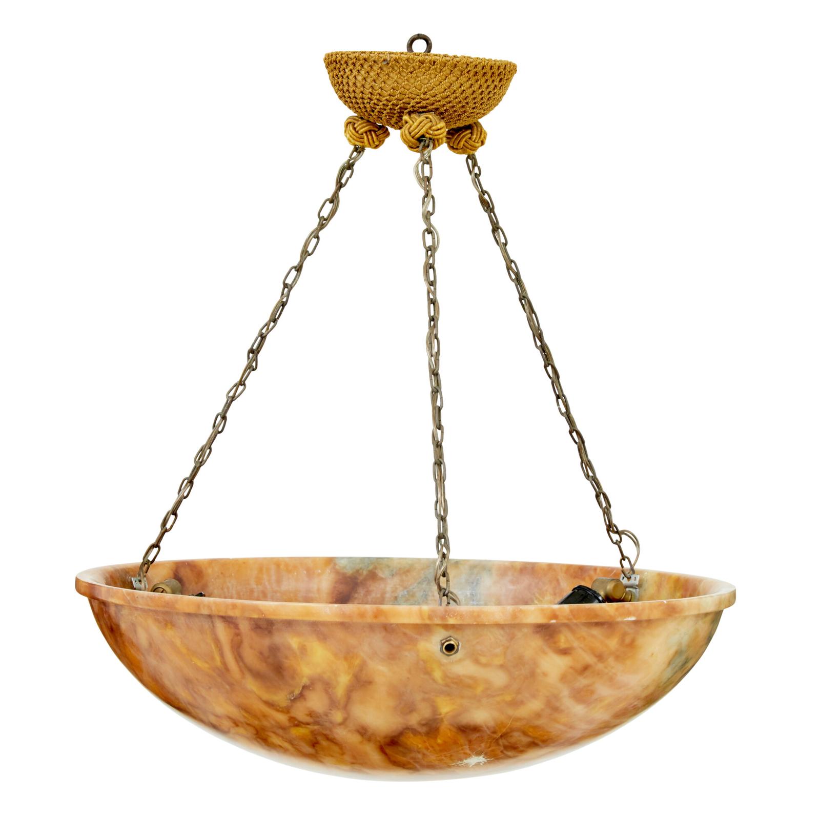 Art Deco Alabaster Hanging Dish Light (1 of 8)