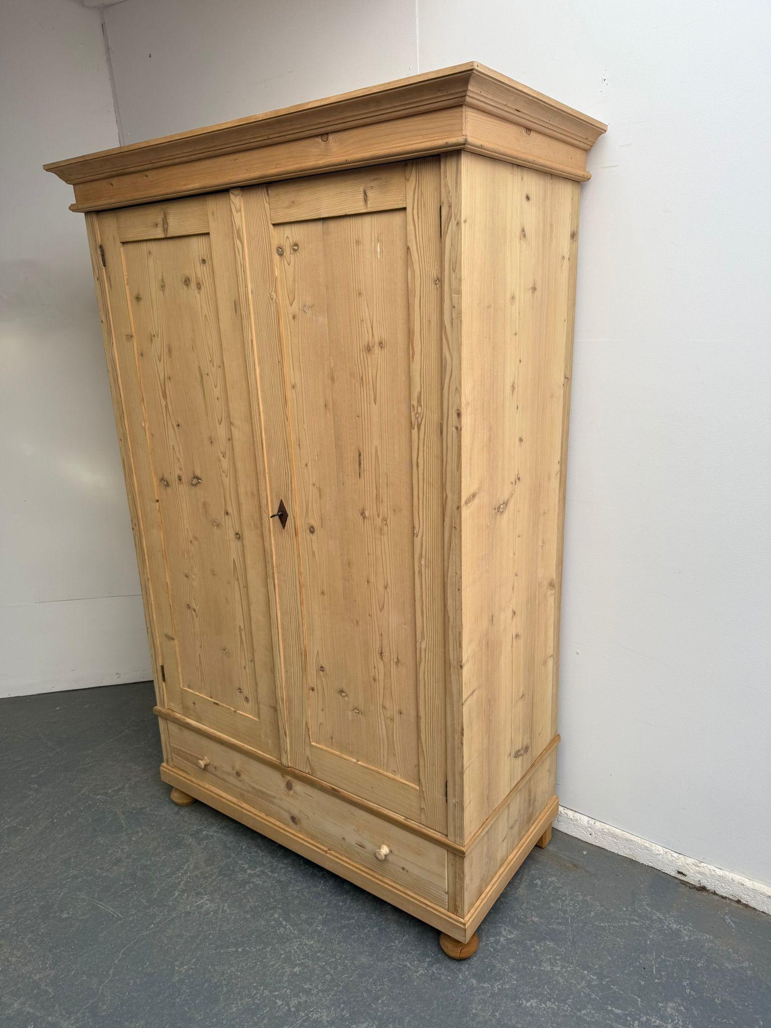 Cracking Tall Antique Old Pine 2 Door 1 Panel Knockdown Wardrobe to wax / paint (1 of 10)