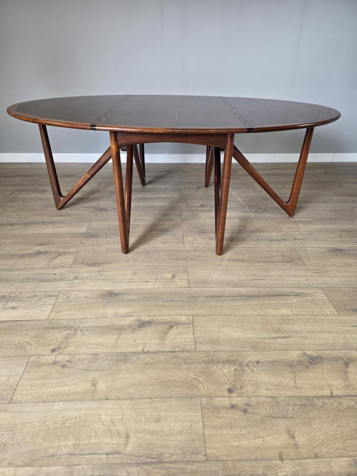 1970s Danish Rosewood Oval Drop Leaf Table by Kurt Ostervig (1 of 12)