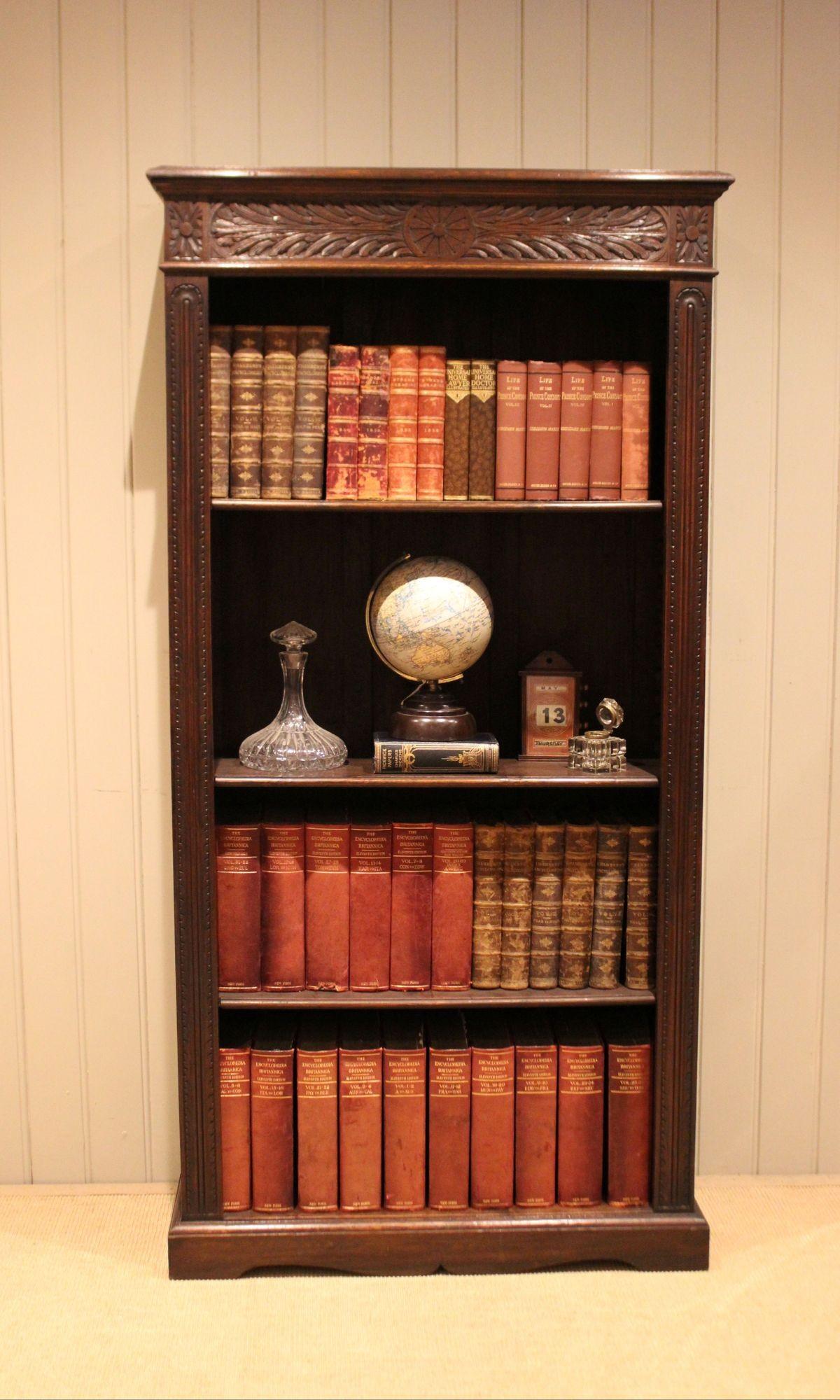 Large Solid Carved Oak Open Bookcase (1 of 14)