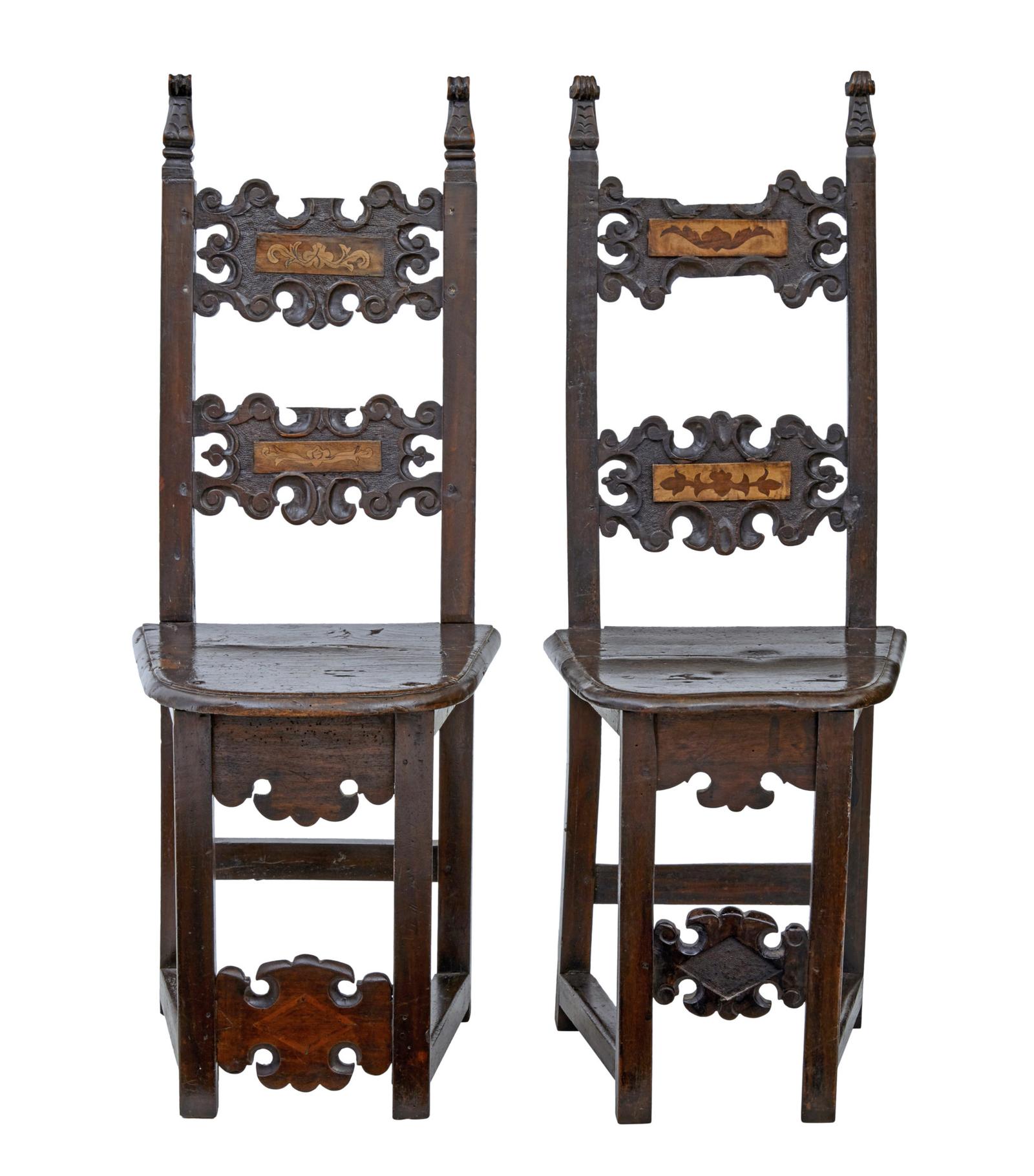 Pair of 19th Century Carolean Inspired Hall Chairs (1 of 9)