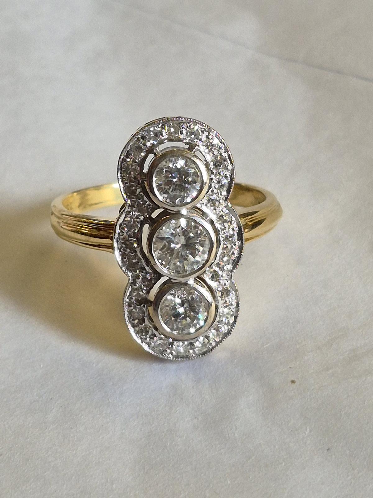 Immpressive 18ct Old Cut Diamond Deco Style Ring (1 of 6)