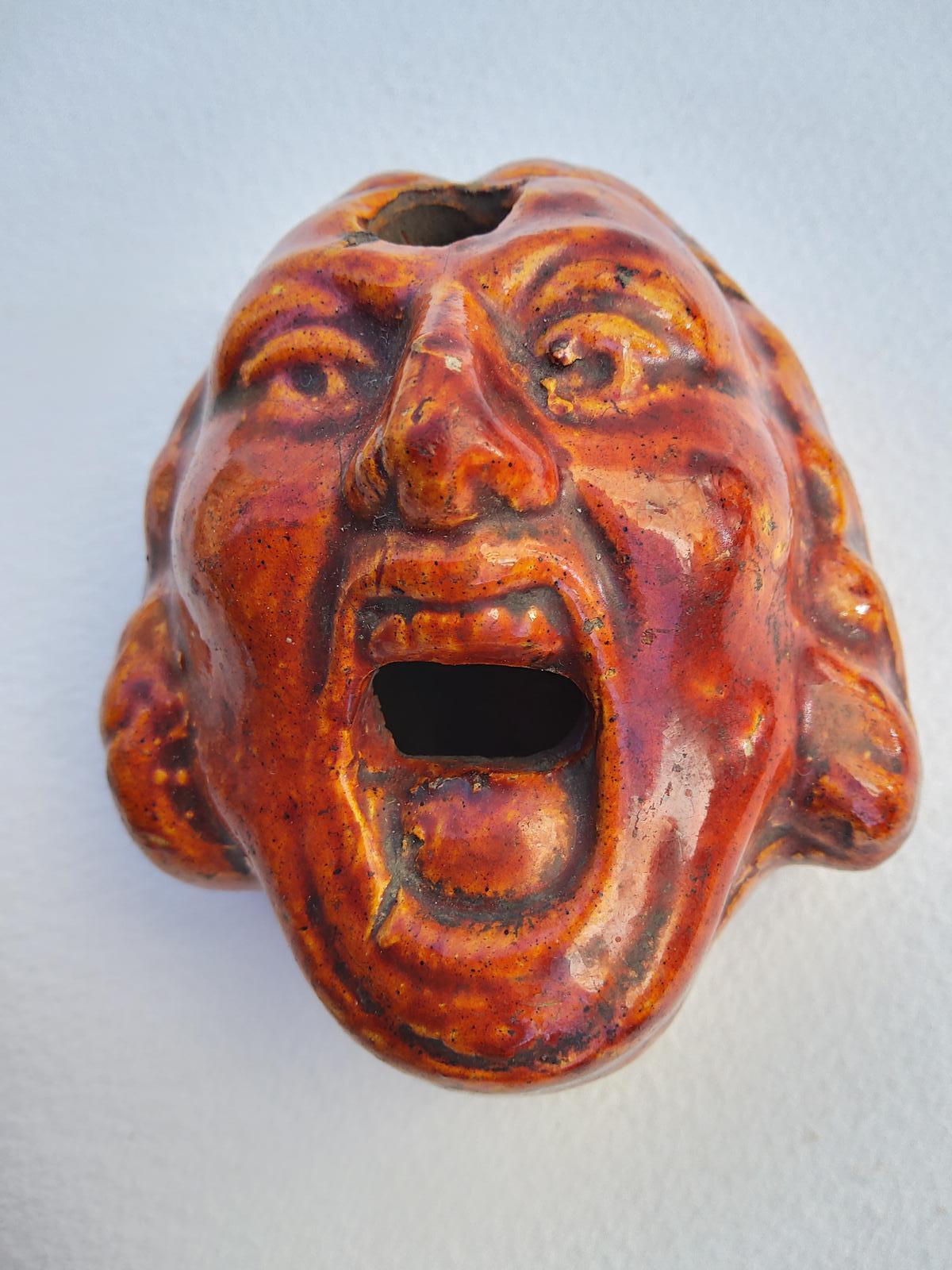 Rare Pottery Inkwell Shaped as a Mans Head (1 of 4)