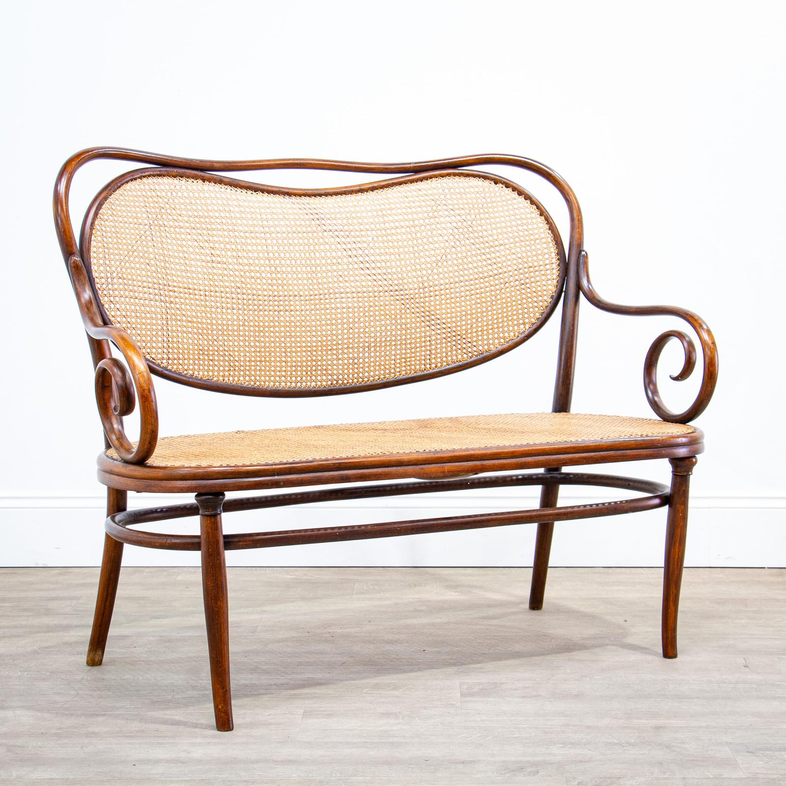 Late 19th Century Bentwood & Rattan Settee by Thonet (1 of 10) Late 19th Century Bentwood & Rattan Settee by Thonet (1 of 10)