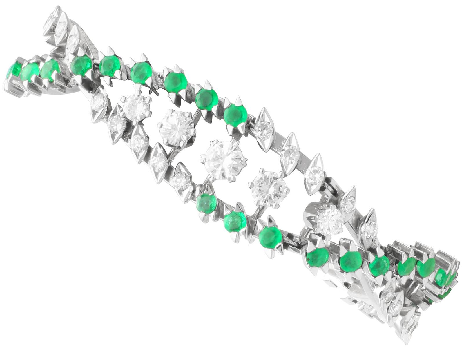 Vintage 3.80ct Emerald & 3.92ct Diamond, 18ct White Gold Bracelet c.1965 (1 of 18)