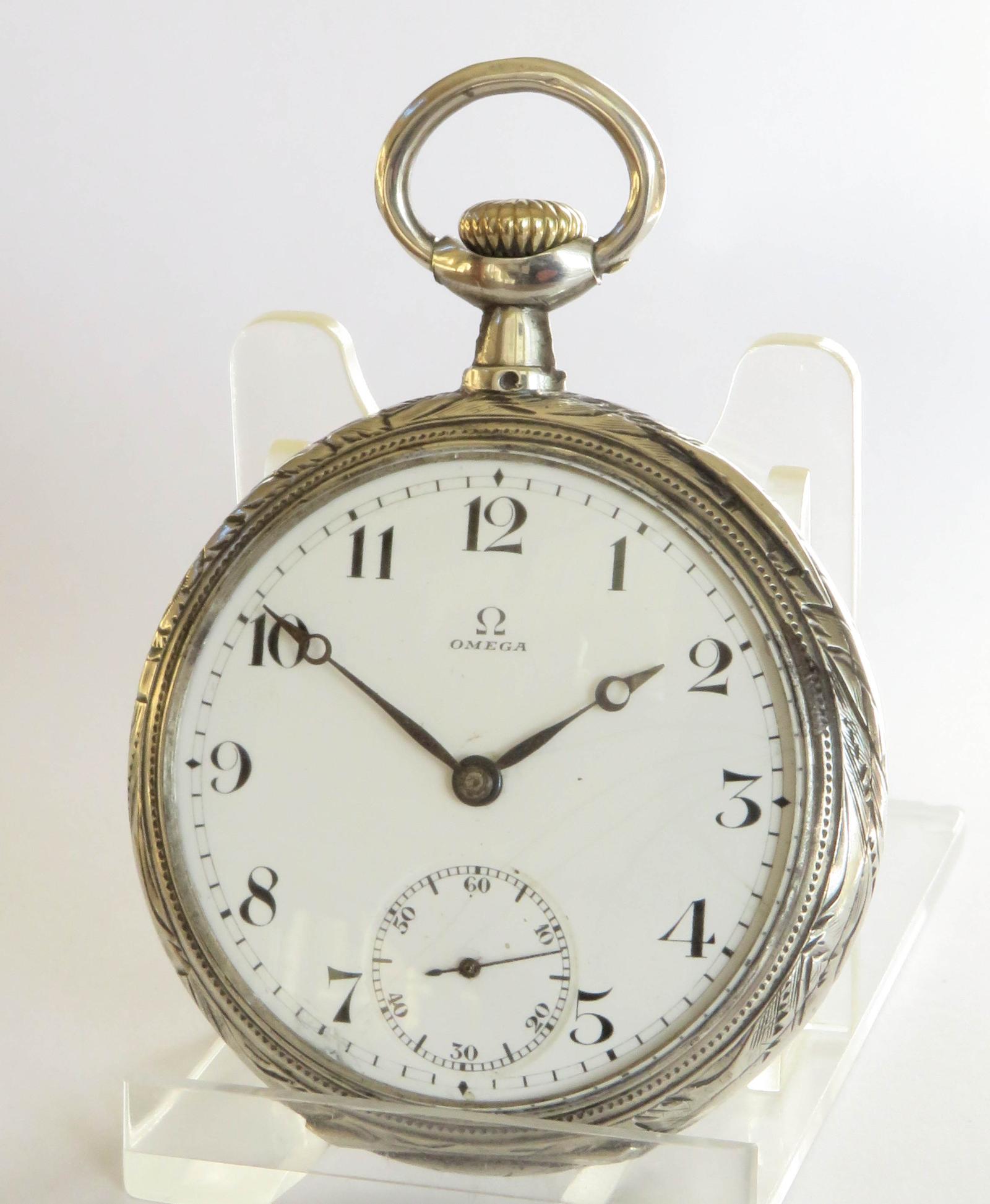 Antique Silver Omega Pocket Watch, 1912 (1 of 5)