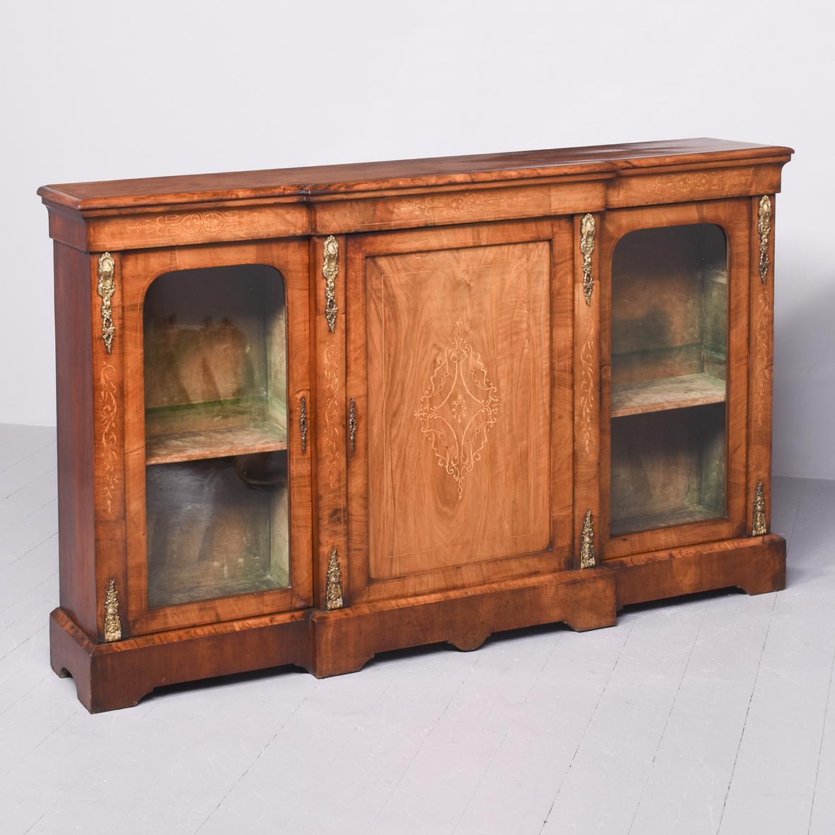 Victorian Marquetry Inlaid Three Door Breakfront Credenza (1 of 10)