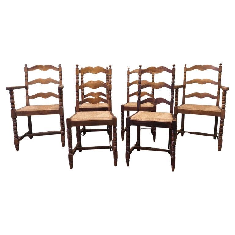 A Good Set of Wavy Ladder Back Dining Chairs (1 of 6)
