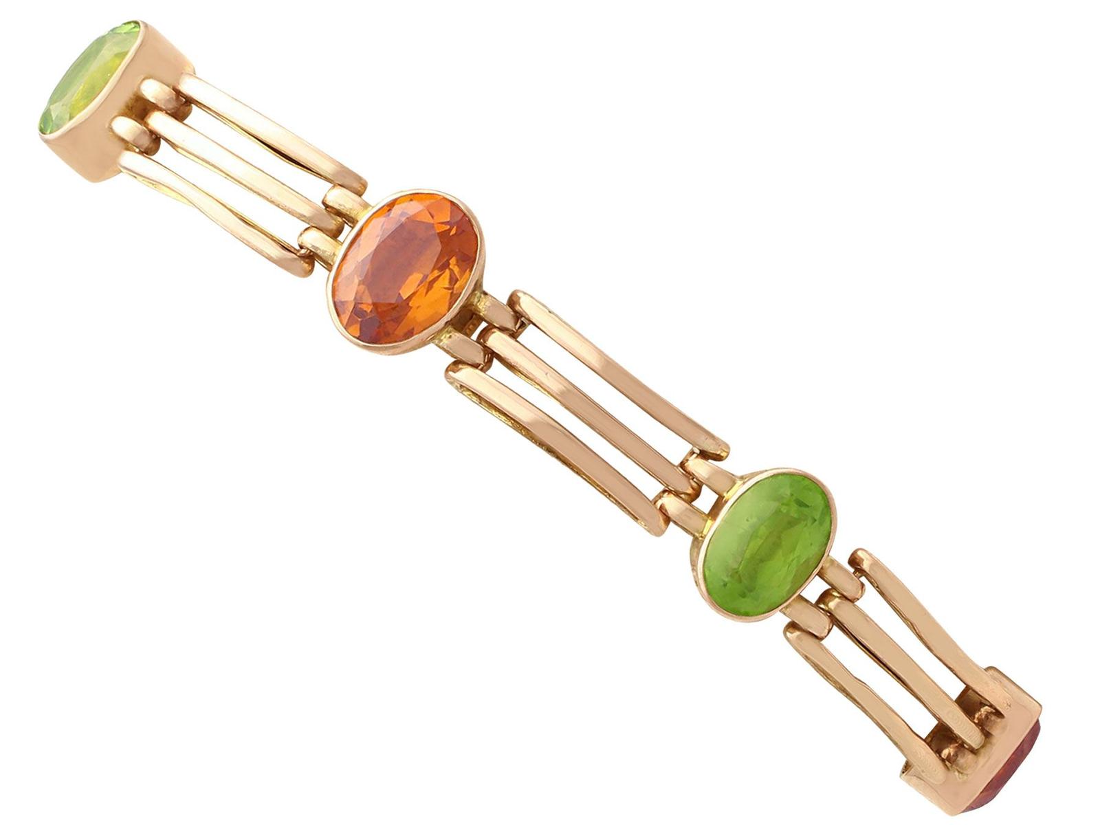 Antique 5.19ct Citrine & 3.72ct Peridot 9ct Yellow Gold Gate Bracelet 1899 (1 of 14)