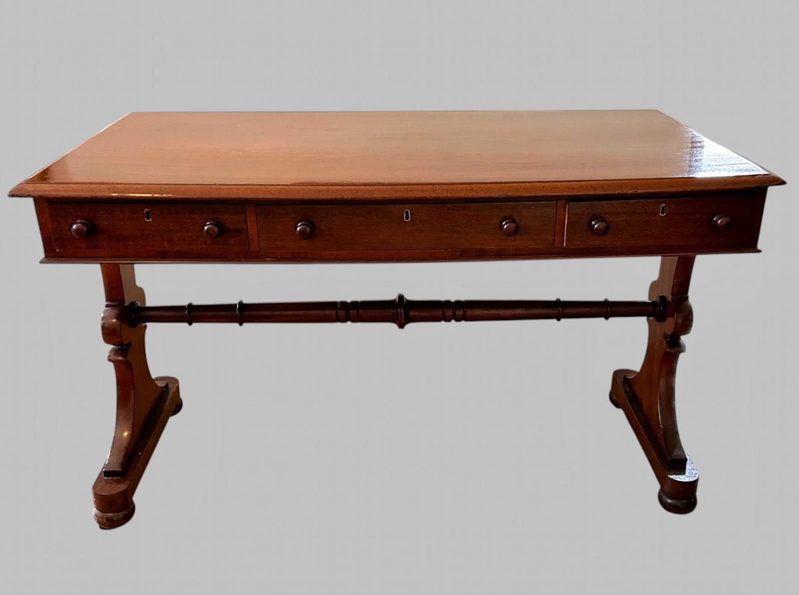 Victorian Mahogany Three-drawer Library or Serving Table (1 of 7) Victorian Mahogany Three-drawer Library or Serving Table (1 of 7)