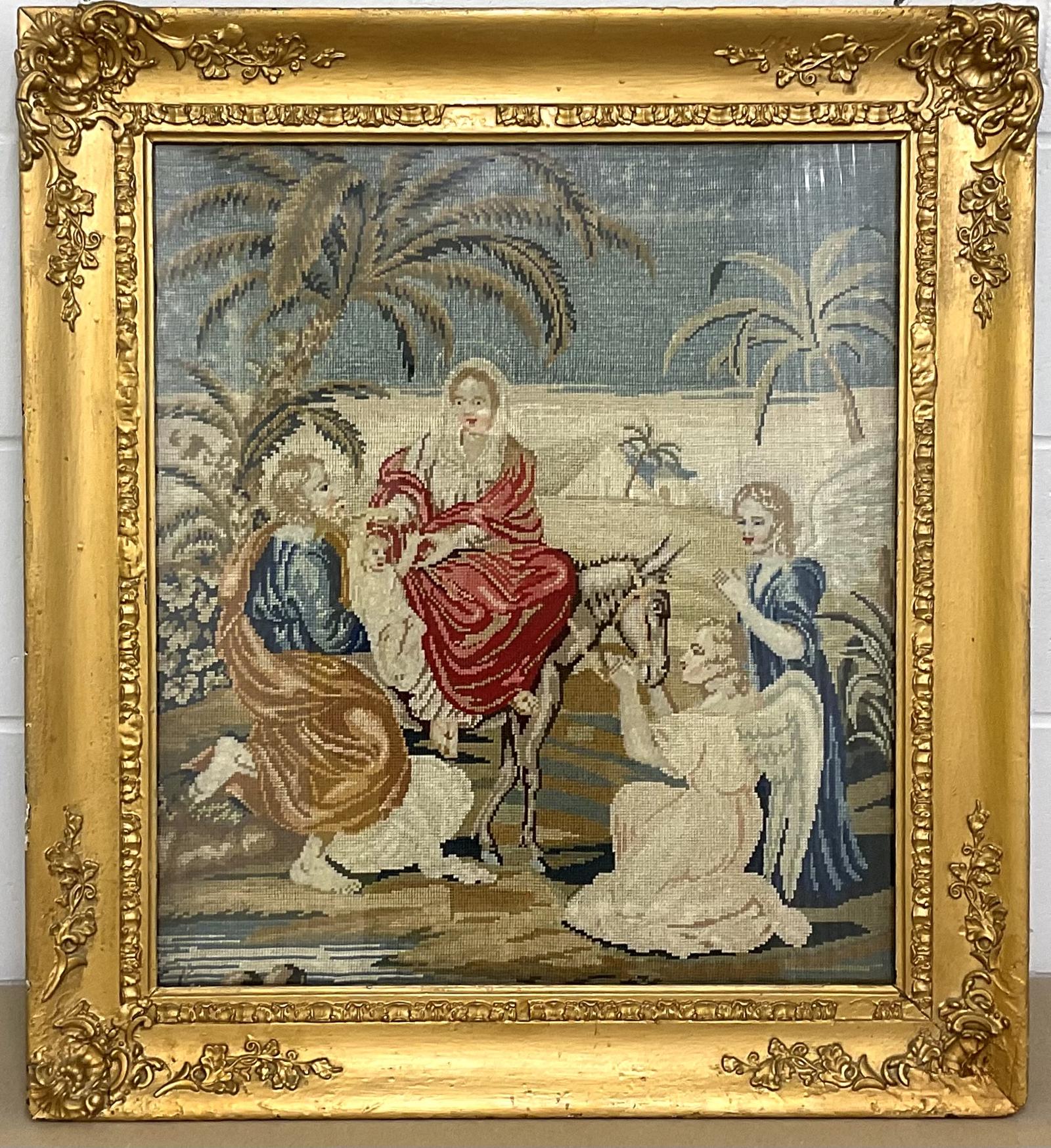 Victorian Needlework Tapestry “The Flight Into Egypt” in Giltwood & Stucco Frame Antique c.1890 (1 of 8) Victorian Needlework Tapestry “The Flight Into Egypt” in Giltwood & Stucco Frame Antique c.1890 (1 of 8)