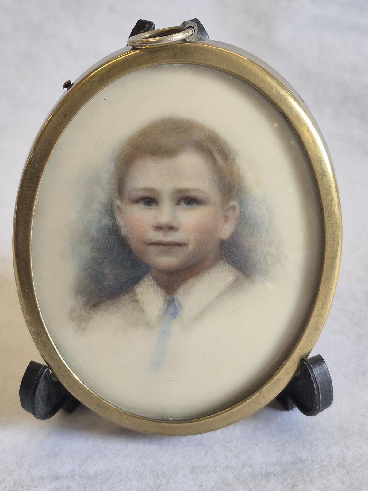 Fine Portrait Miniature of Young Boy in Brass Frame (1 of 7)