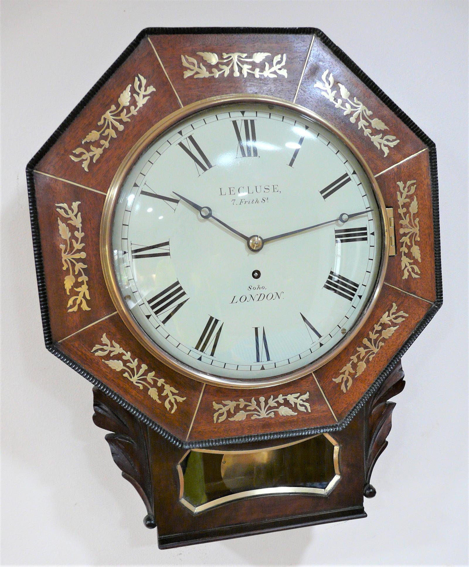 Wall Clock: Rare 10” English Fusee Drop Dial Timepiece from 1850 by Felix Lecluse (1 of 6) Wall Clock: Rare 10” English Fusee Drop Dial Timepiece from 1850 by Felix Lecluse (1 of 6)