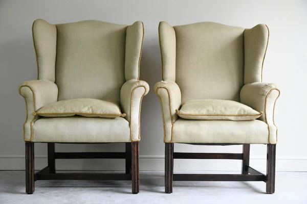 Pair Georgian Style Wing Back Armchairs (1 of 10)