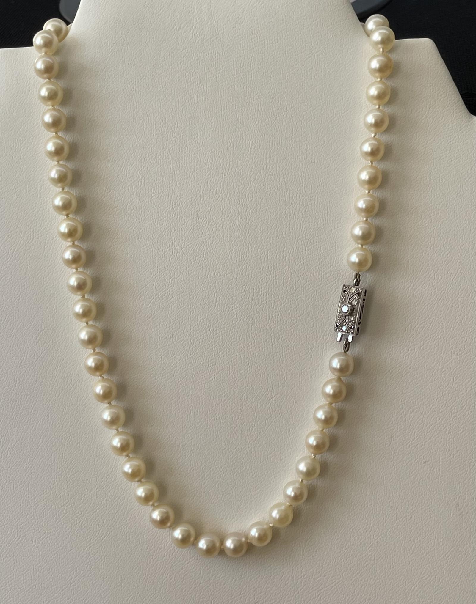 Antique Art Deco Pearl Necklace 9ct Gold Diamond Clasp c.1920s (1 of 13) Antique Art Deco Pearl Necklace 9ct Gold Diamond Clasp c.1920s (1 of 13)