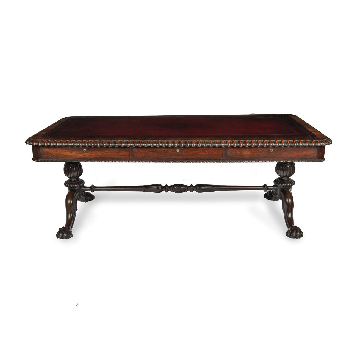 Regency Rosewood Six Drawer Library Table by Gillows (1 of 13)