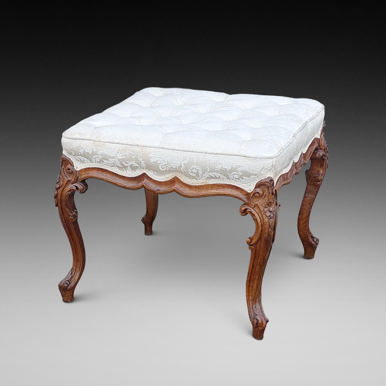 Good Victorian Walnut Cabriole Legged Stool (1 of 7) Good Victorian Walnut Cabriole Legged Stool (1 of 7)