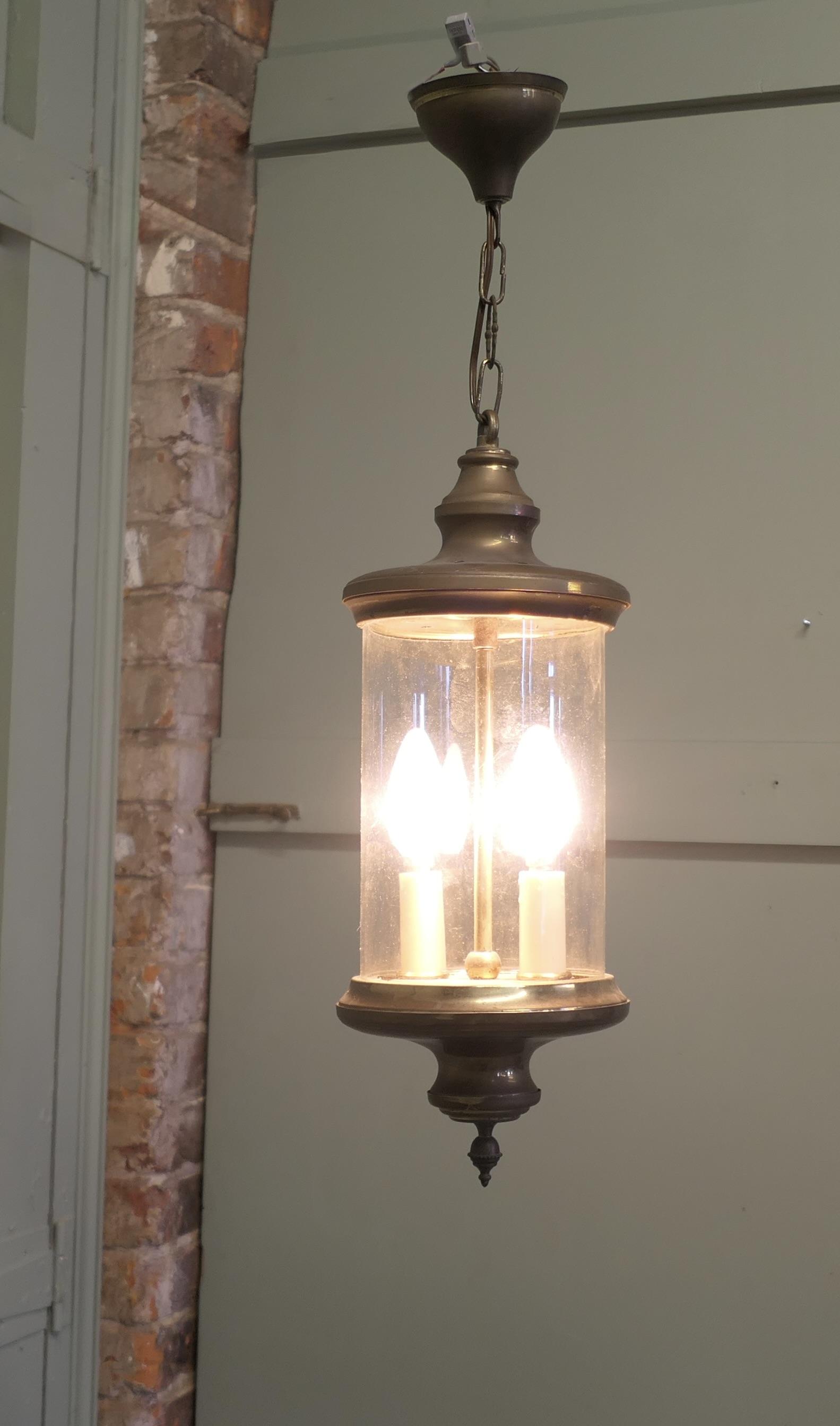 French Brass & Glass Lantern Hall Light (1 of 6) French Brass & Glass Lantern Hall Light (1 of 6)