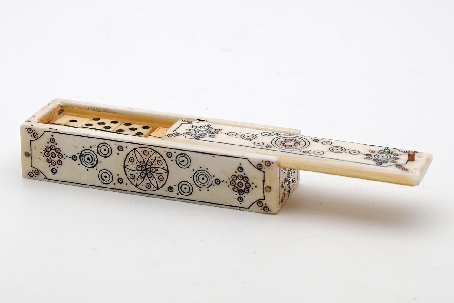 Antique Miniature Bone Dominoes in Case Napoleonic (1 of 3)