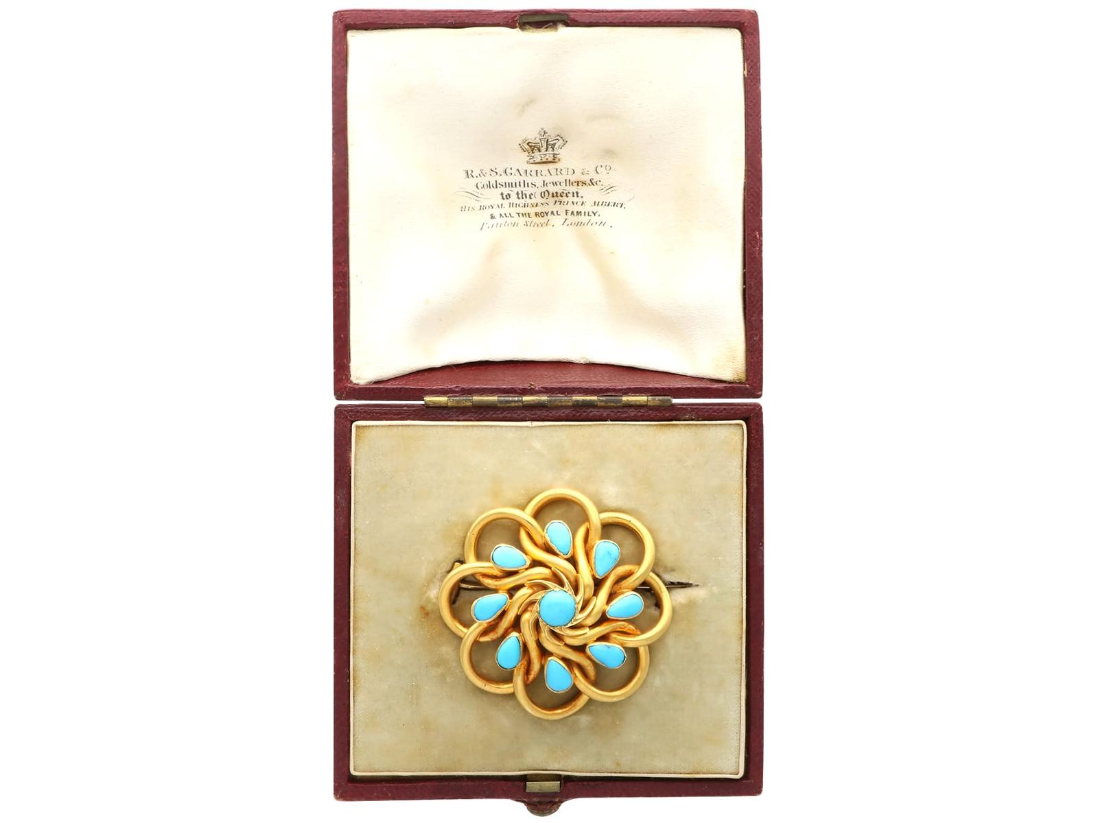 Vintage 3.20ct Turquoise & 22ct Yellow Gold Brooch c.1880 (1 of 15) Vintage 3.20ct Turquoise & 22ct Yellow Gold Brooch c.1880 (1 of 15)