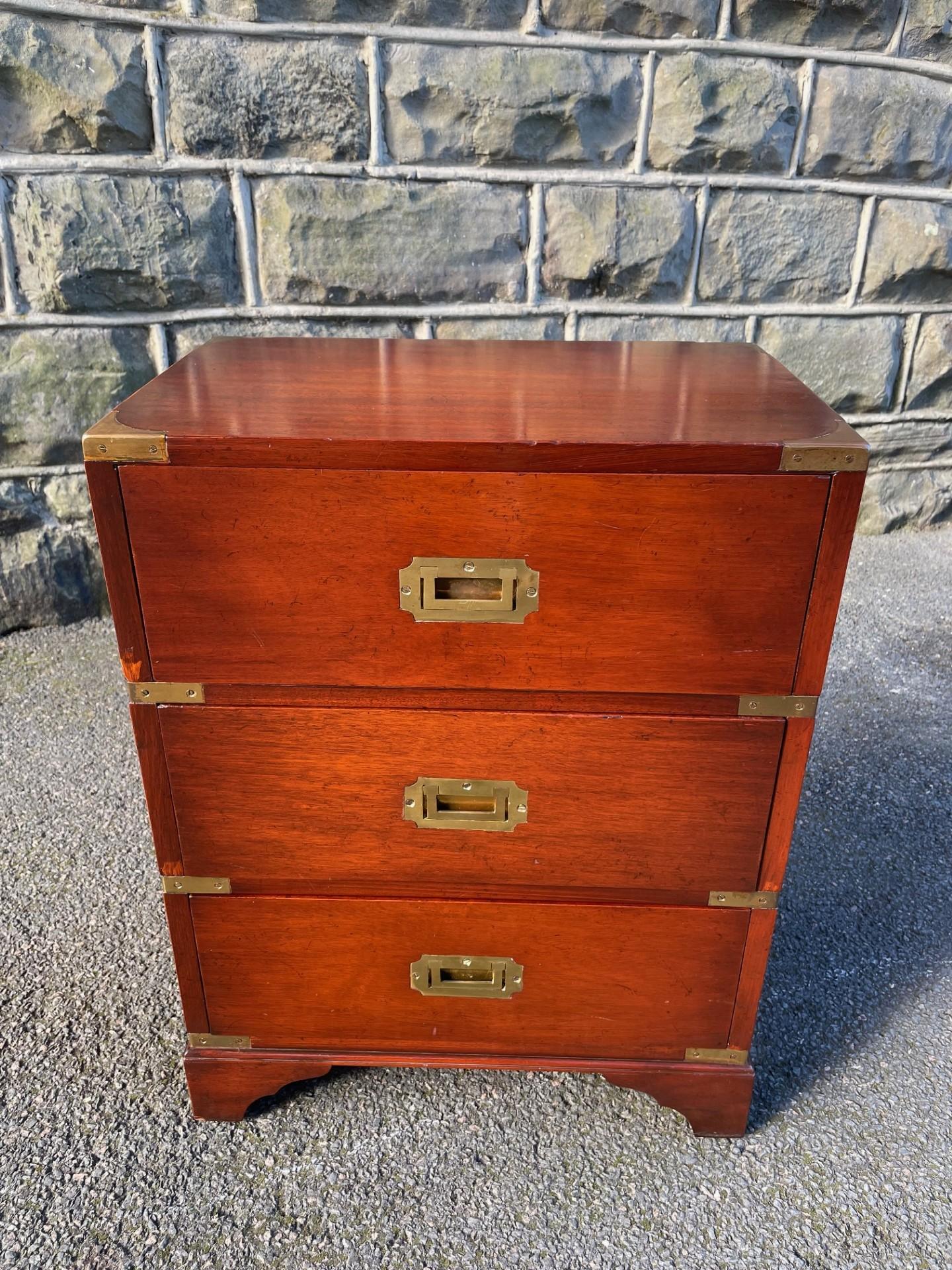Brass Bound Mahogany Military Campaign Bedside Chest of Drawers (1 of 9) Brass Bound Mahogany Military Campaign Bedside Chest of Drawers (1 of 9)