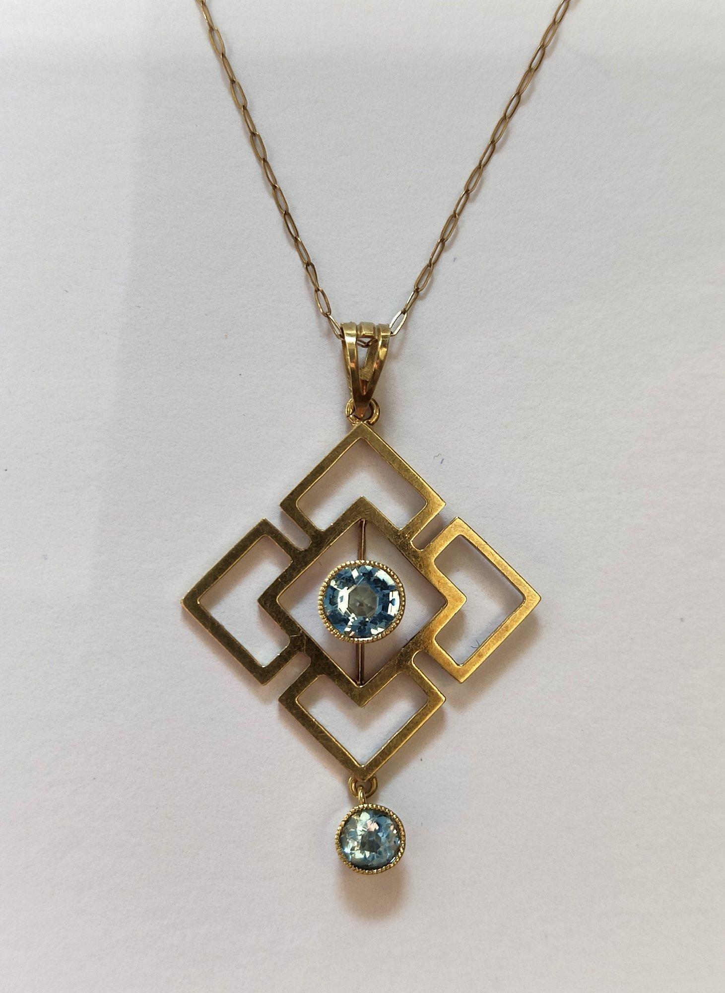 Antique 15ct Gold Aquamarine Art Nouveau Pendant Necklace (1 of 11) Antique 15ct Gold Aquamarine Art Nouveau Pendant Necklace (1 of 11)