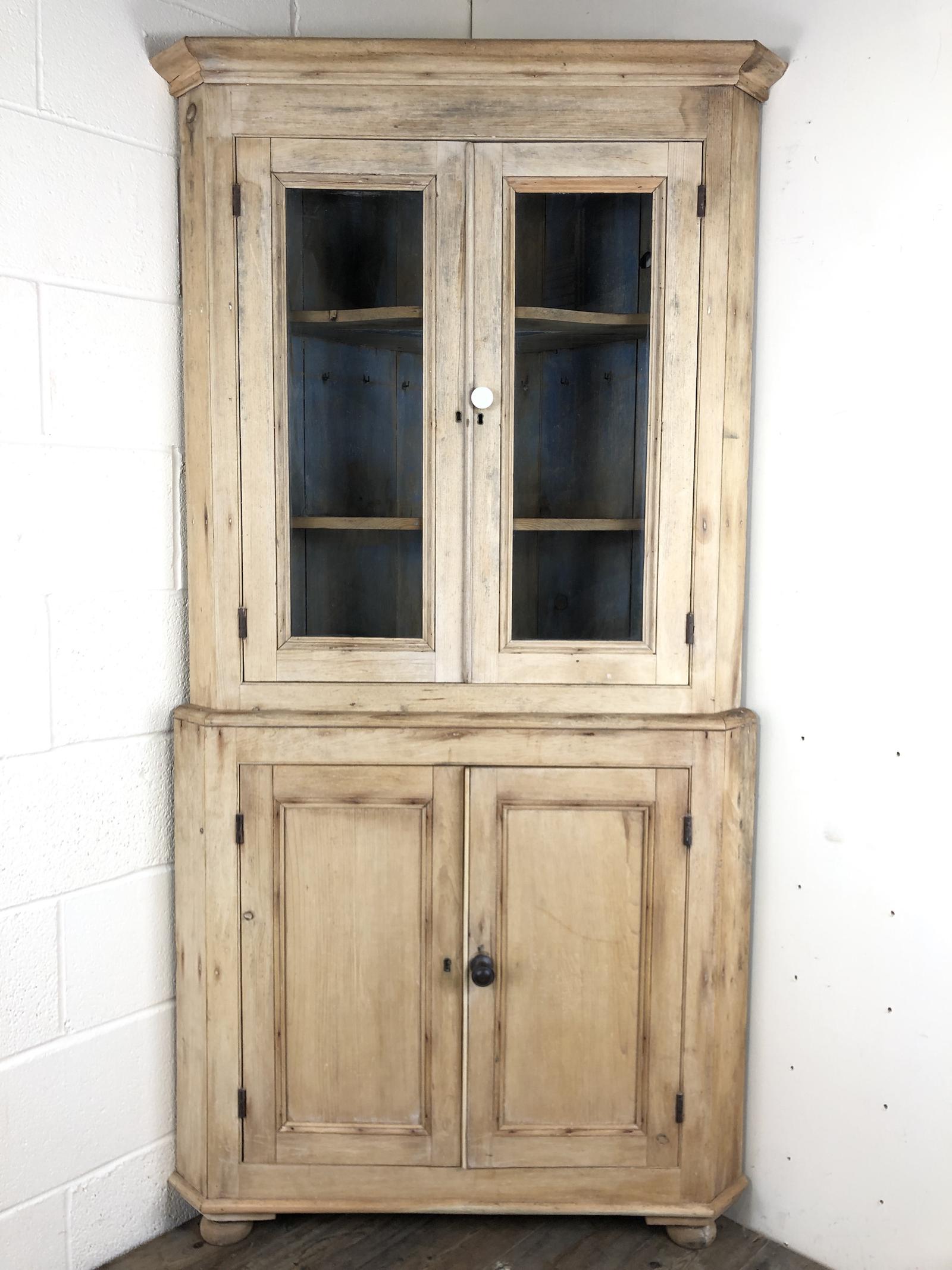 Victorian Stripped Pine Corner Cupboard with Glazed Top (1 of 11) Victorian Stripped Pine Corner Cupboard with Glazed Top (1 of 11)