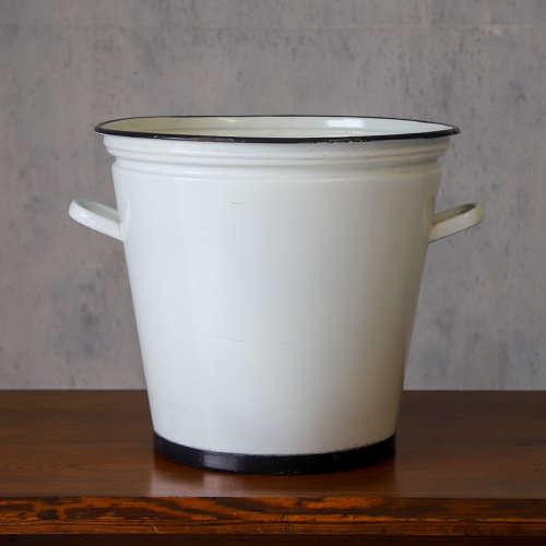 Early 20thc. Circa 1920 Large White & Blue Enamel Pail with 2 Handles (1 of 7)