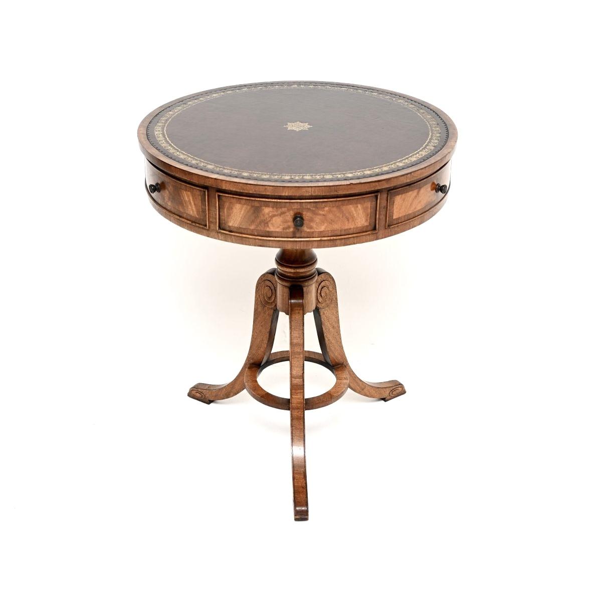 Antique Mahogany Leather Top Drum Table (1 of 10) Antique Mahogany Leather Top Drum Table (1 of 10)