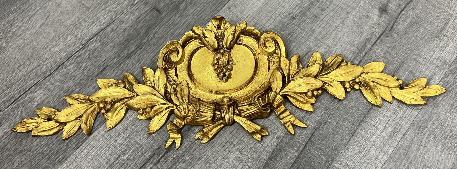 Antique French Pendiment Ornate Gilded Metal Decorative (1 of 5)