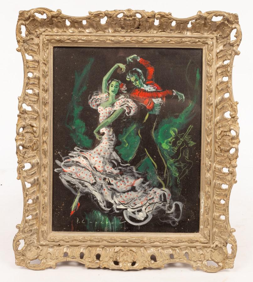 Pere Clapera Argelaguer 1906-1984 Flamenco Dancers Oil on Board (1 of 2)