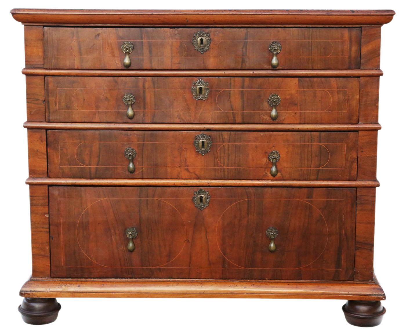 Antique Early 18th Century Georgian Inlaid Walnut Chest of Drawers – Fine Quality (1 of 8)