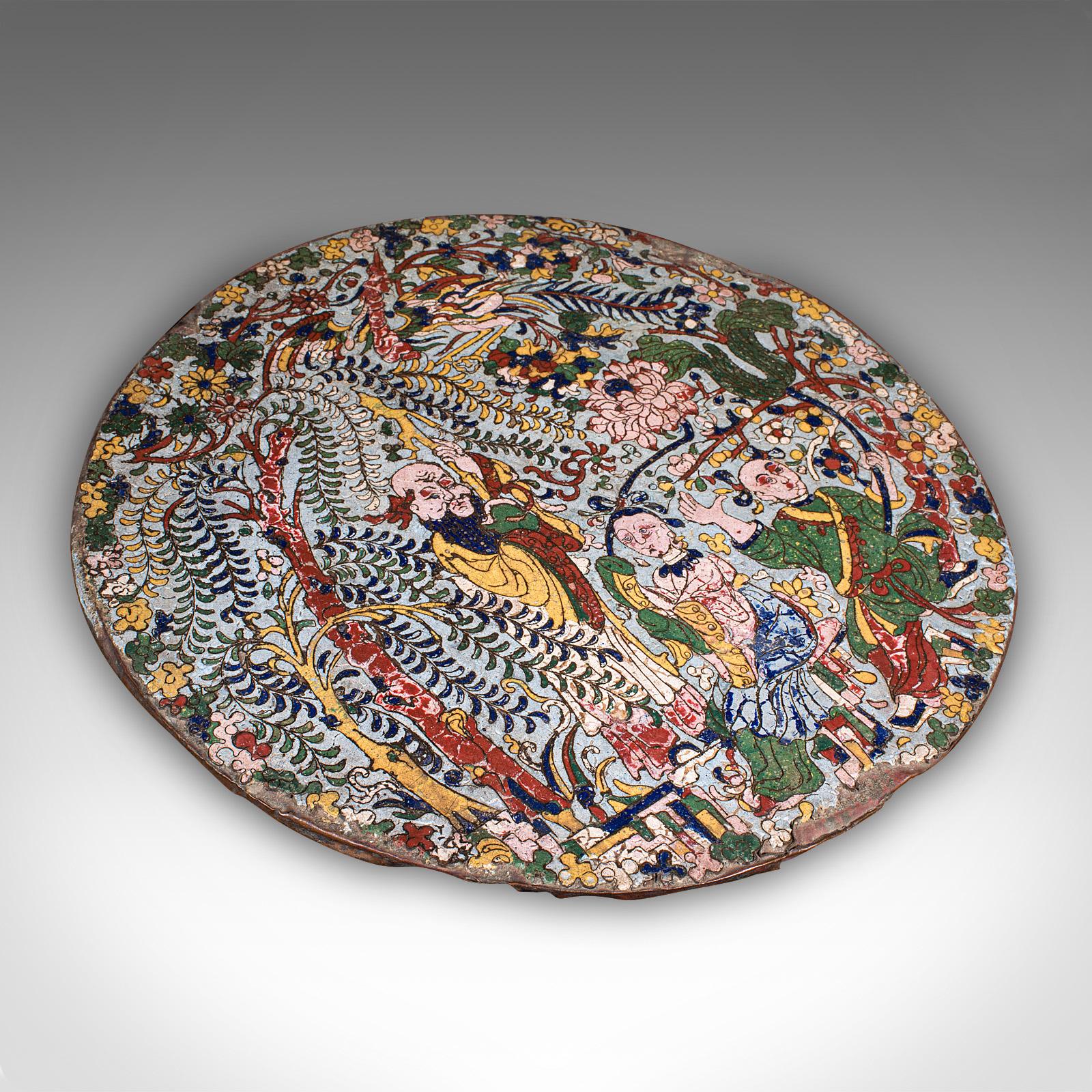 Antique Display Plate, Oriental, Cloisonne Plaque, Qing Dynasty c.1750 (1 of 11)